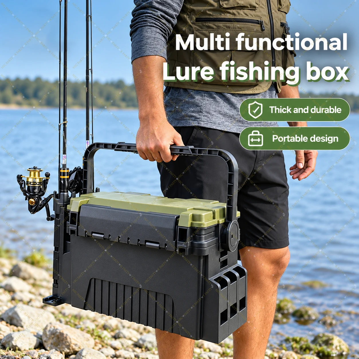 Fishing Kayak Crate - 대용량 낚시 도구 보관함, 이동식 이중